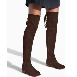 Shodazzle Malya Wide Calf Lace-Up Knee Boots Dark Brown Women’s 10 NIB